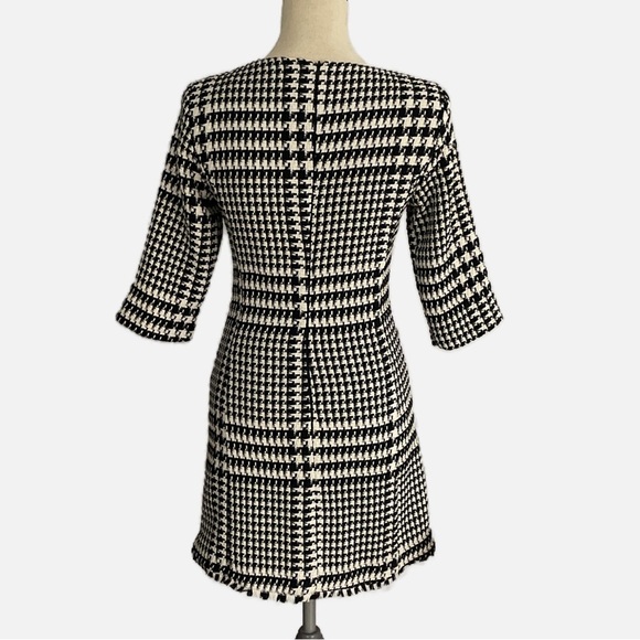 Imperial Midi Shift Dress Houndstooth Size XS Tweed Black White Lined Retro - Picture 2 of 12